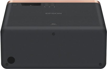 Epson EF-100 sort videoprojektor, set ovenfra, forfra med linse og højttalere, mat sort finish