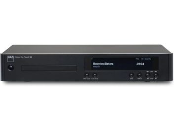 Player CD hi-fi NAD C 589 negru, panou frontal cu ecran de redare, sertar pentru disc și butoane de comandă
