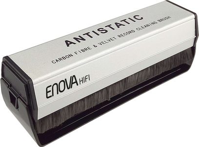 Antistatisk kulfiber vinylbørste Enova HIFI BVA 20, børstet metalkabinettet, hvid etiket