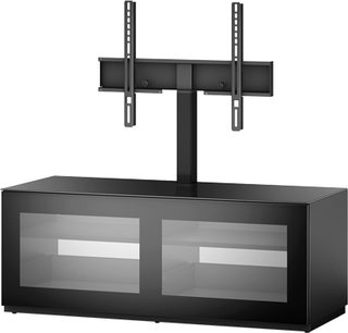 Sonorous Studio ST111-TNT-BS sort TV-møbel, 2 glaslåger, drejelig TV-holder, 2 hylder, frontvisning