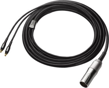 Lukket trådet hi-fi hovedtelefon ATH-AWKG ikke synlig, sort flettet lydkabel, metalstik, set ovenfra, 3-polede