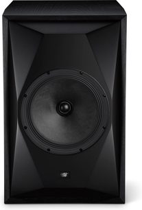 Altavoz de estantería Mofi Electronics SourcePoint 10 Master Edition negro vista frontal con gran altavoz coaxial