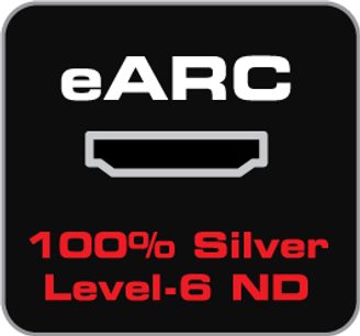 Cavo HDMI Audioquest Firebird 48Gbps 72v DBS 0,6m. Logo eARC e testo "100% Silver Level-6 ND" su sfondo nero