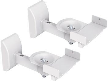 Pair of white Norstone Design Bookshelves Wall Mount speaker brackets, sleek and discreet