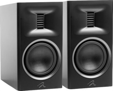 Coppia di diffusori da scaffale MartinLogan Motion Xt B100 neri laccati con tweeter e woofer a vista