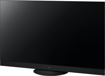 Televisor de alta definición Panasonic TV-55Z90AEG, pantalla negra, vista de tres cuartos, base circular negra