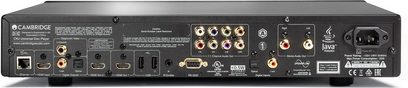 Cambridge Audio CX U sort 4K Blu-ray-afspiller, set forfra, bagpå med tilslutninger som HDMI, USB, netværk, analog og digital lyd