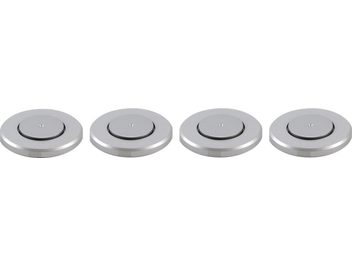 Quattro punte SSC Netpoint 200 argento identiche, rotonde e metalliche, viste dall'alto su sfondo grigio uniforme