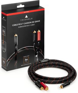Triangle RED RCA subwoofer cable 3 m, black braided, with gold-plated connectors and red and black rings, in original box