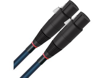 Analoginen XLR-äänikaapeli Oasis 10 XLR 1m, mustat sylinterimäiset liittimet, uurretut päät, punaiset renkaat, tummansininen suojakuori