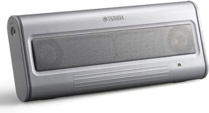 Yamaha NX-U10 kompakt rektangulær dockingstation i gråt metal, højttalergitter foran, sort kontrolpanel