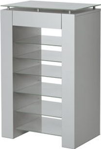 Vogel's Q7068 hvid audio-/videomøbel, 6 skuffer, set lidt fra siden, tæt på