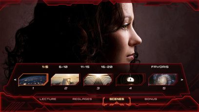 Zappiti Signature multivides atskaņotājs, tuvplāns sievietes sejai un navigācijas izvēlne ekrānā