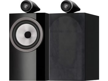 Coppia di diffusori da scaffale Bowers & Wilkins 705 S3 nero laccato con tweeter a vista sulla parte superiore e una griglia