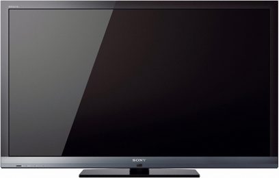Sony KDL-55EX710 tv set set forfra, slukket skærm, blank sort ramme, "BRAVIA" logo øverst til venstre