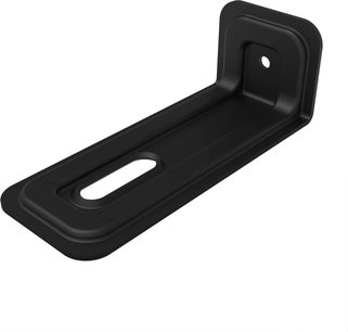 Black metal wall mount for Klipsch Flexus Core 300 speaker with L-shaped plate and mounting holes