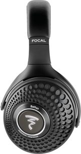 Căști hifi fără fir Bluetooth Focal Bathys deep black, vedere laterală, cupe circulare cu model fagure, bandă de susținere căptușită