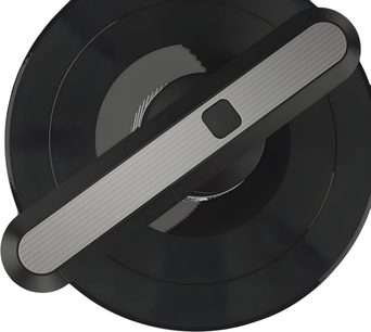 HumminGuru ORBIT antistatic treatment for black and gray vinyl, top view with ribbed central arm