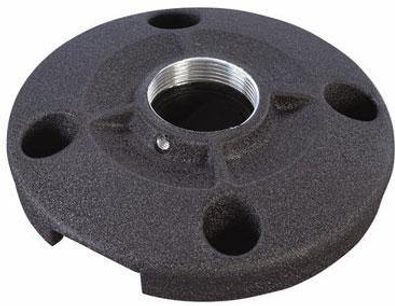Schwarze Deckenhalterung Chief Pack Mini 7 cm, Ansicht von unten, mittlere Gewindebohrung, 4 Befestigungslöcher