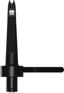 Matte black Ortofon Concorde 5S phono cartridge in plastic, front view, streamlined body with visible silver stylus and flat side-mounted handling arm