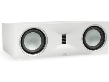 Cassa centrale Motion XT C100 bianco opaco con due altoparlanti circolari argentati e una griglia centrale rettangolare nera
