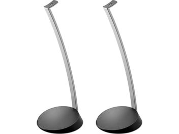 Zwei Focal Hip Lautsprecherständer für Sib Evo, schwarz, aus gebogenem Metall, mit rundem Sockel und dünnem, langem Schaft