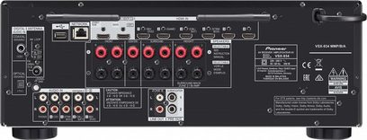Pioneer VSX-934 Schwarz Heimkino-Verstärker, Rückseite, Audio-/Video-Anschlüsse, RCA-, HDMI-, Optische Buchsen, Antennen-, Ethernet-Anschluss
