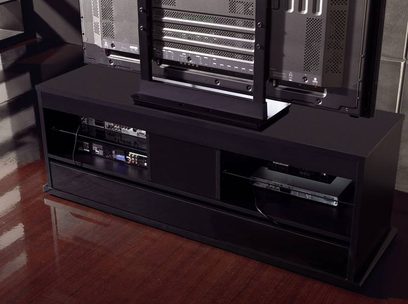 Gisan HQ-24NE sort audio-/videomøbel med to rum, DVD-afspiller, modtager og opbevaringsplads til apparater