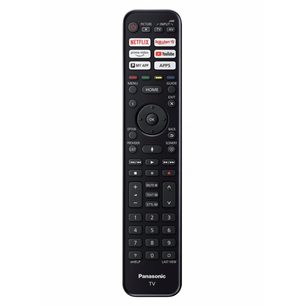 Panasonic TV-fjernbetjening med numeriske taster, navigationsknapper og genveje til Netflix, Prime Video, YouTube og My App