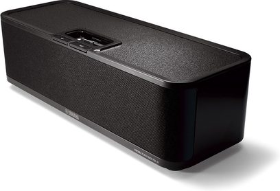 Yamaha PDX-31 sort multimedieanlæg set fra 3/4 forfra, tekstilgitter, tilslutninger og betjeningselementer på toppen