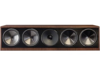 Diffusore centrale Paradigm Founder 90C noce, vista frontale, 5 altoparlanti circolari allineati orizzontalmente in un cabinet in legno