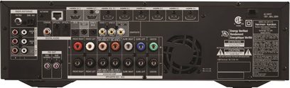 Harman Kardon AVR 171 hjemmebiograf-forstærker, bagside, audio/video-tilslutninger, RCA-stik, HDMI, radioantenne, Ethernet