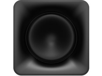 Reproduktor Klipsch Flexus Sub 100, matná čierna membrána so vzorom včelieho plástu, lesklý čierny lem, pohľad spredu