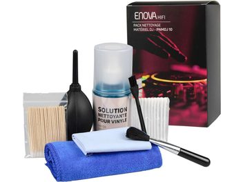 Kit de limpeza Enova HIFI PNMDJ 10 contendo solução de limpeza, panos, escovas, para equipamento DJ, apresentado na sua caixa