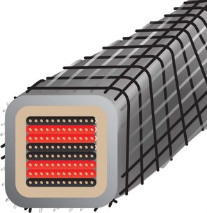 Reproduktorový kábel Wireworld Silver Eclipse 10 (2x3m), obdĺžnikový prierez, sivý plášť, vnútorná štruktúra červeno-čierna