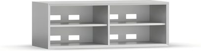 Mobile AV Clic Classic Series Modello 220-2, bianco, legno, 4 vani aperti con aperture quadrate sul fondo, vista frontale