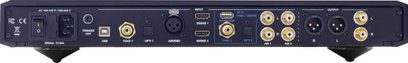 Konwerter audio DAC Nuprime Evolution DAC2 czarny, widok z tyłu, złącza RCA, XLR, USB, koncentryczne, optyczne, przełącznik zasilania