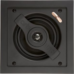 Altavoz mural empotrable ArtSound SQ2060 negro cuadrado, altavoz central con barra de logotipo y toque cobre + -