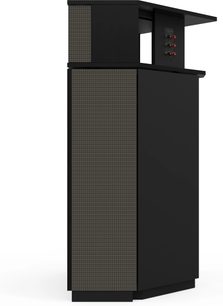 Klipsch Khorn AK7 Black Ash sort gulvhøjttaler set fra siden med tekstureret frontgitter og synlige tilslutninger bagpå
