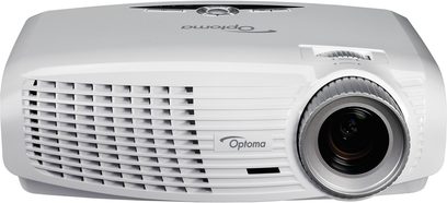 Optoma HD30 hvid videoprojektor, kompakt, frontpanel med linse og ventilationsgitter