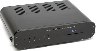 Lector Audio DIGITUBE S-192/DSD sort audio DAC-konverter set forfra, 4 knapper, blåt display, ventilationsgitter