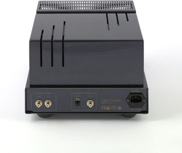 PrimaLuna ProLogue Eight sølvfarvet CD-afspiller, bagside, lyd- og strømstik, ventilationsgitter