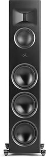 MartinLogan Motion XT F200 sort lakeret søjlehøjttaler med 1 rektangulær diskant, 1 mellemtonehøjttaler og 3 cirkulære woofere