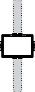 White rectangular mounting frame with central rectangular black cutout and mounting holes on the sides