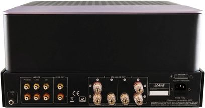 Hi-fi lampový zesilovač Taga Harmony TTA-1000 černý, přední panel, pohled zepředu, vstupy, výstupy, ovladače, konektory, kontrolky