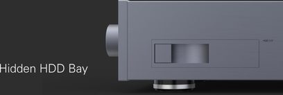 Zidoo NEO X multimedie-afspiller set forfra, med skjult harddiskbakke og HDMI 3.0-port
