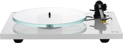 Toca-discos Rega Planar 3 branco lacado, prato de vidro, braço de leitura preto, base retangular branca