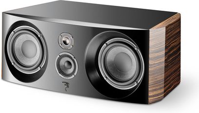 Focal Electra CC 1000 S sort, set forfra, 2 runde højttalere i siderne, 1 central, træhøjttaler, blank front