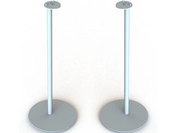 Deux pieds d'enceinte Mountson blancs pour Sonos Era 100, cylindriques, base circulaire plate, tige fine et longue