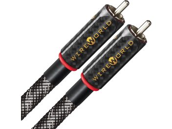 Analog lydkabel RCA Wireworld Platinum Eclipse 10 0,75m, sylindriske metallkontakter, svart og sølvflettet kabelstrømpe